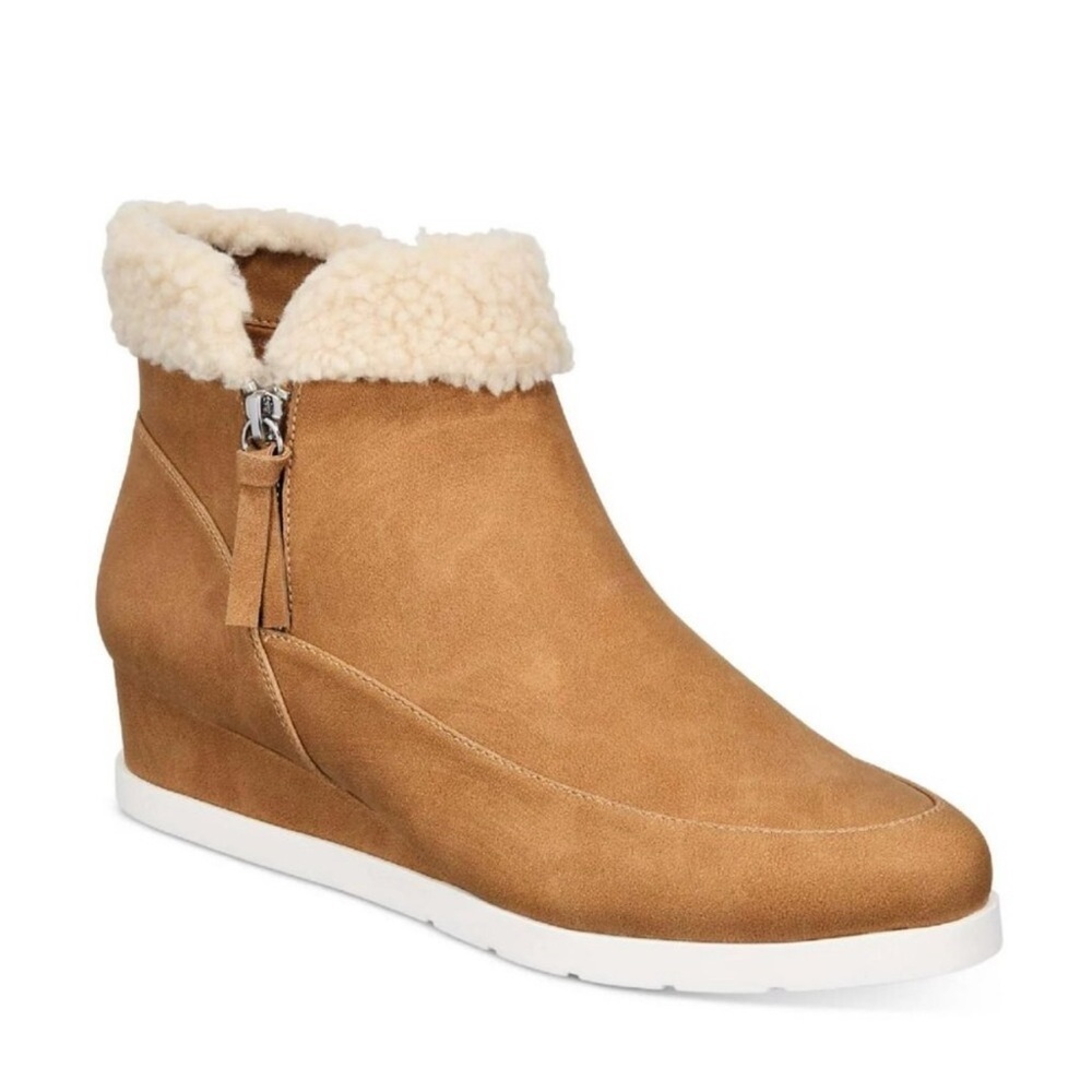 Style & Co. Womens Danniee Faux Leather Ankle Boots Wedge Boots